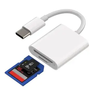 Card Reader for iPhone/Type-C/iPad, Portable Memory Card Reader with TF Card Camera Adapter, Plug & Play Gaming Digital Camera Viewer Adapter