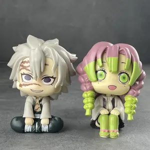 Kimetsu No Yaiba Sanemi & Mitsuri Q Version Figure Set, Demon Slayer Cute Sitting Pose Toys, Anime Fans Collection Decor Collectible Figure, Collectible Figurines, Decoration Figure, Cute Together Figures