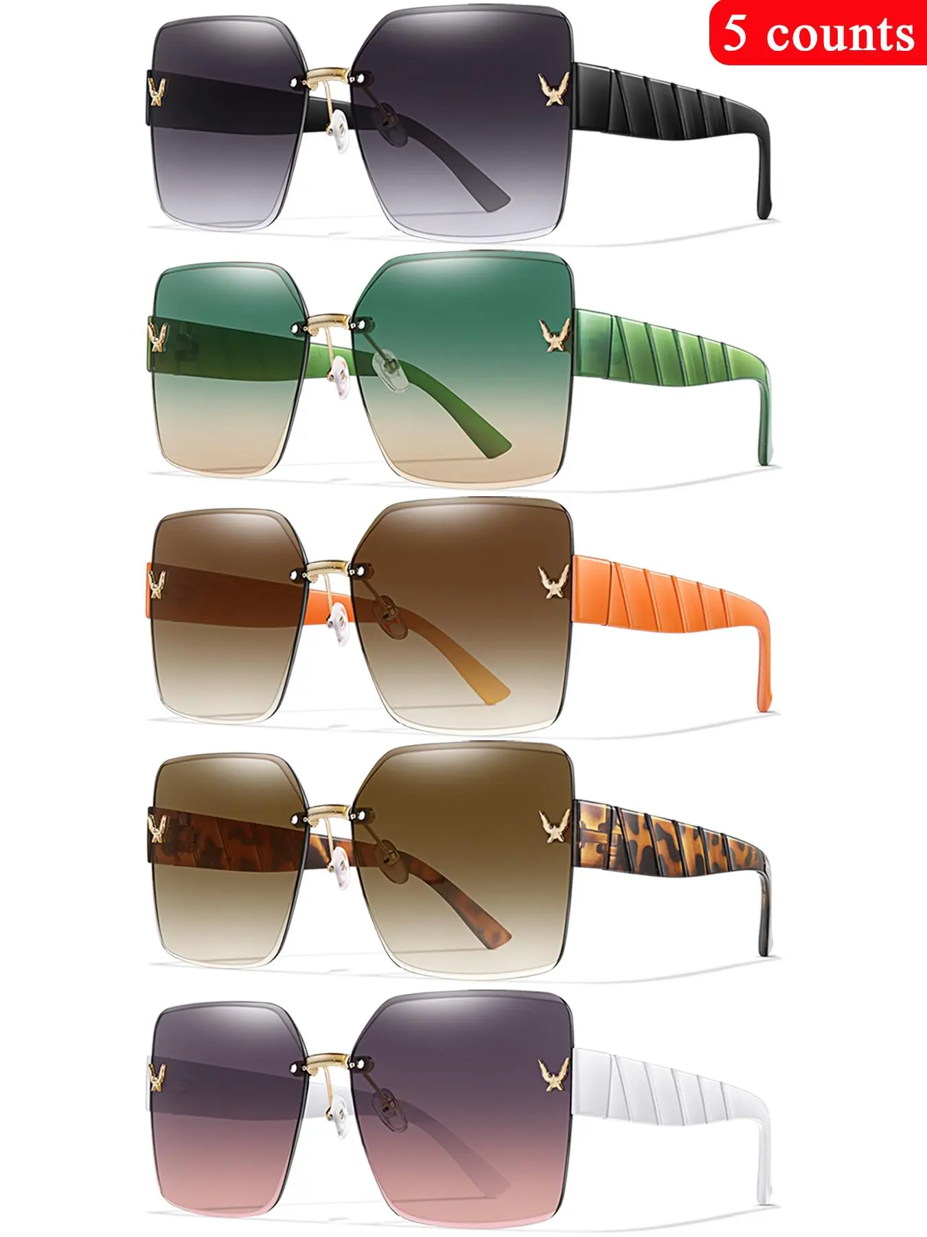 Unisex Fashionable All-match Tinted Lens Sunglasses, Trendy Casual Rimless Sunglasses for Everyday Use, Fashion Accessories for Outdoor Activities