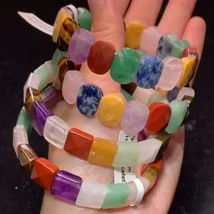 【Multi-gem Hand Bracelet 】(Random shipping)Multi-gem Hand Bracelet colored gemstone soft bangle gift
