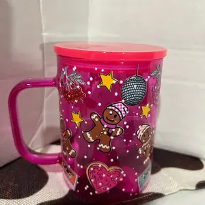 20oz winter gingerbread jelly glass pink mug