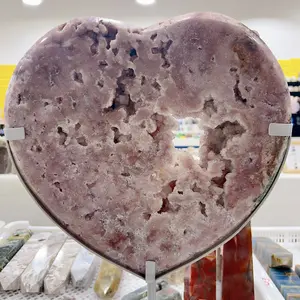 pink amethyst ,big heart carving