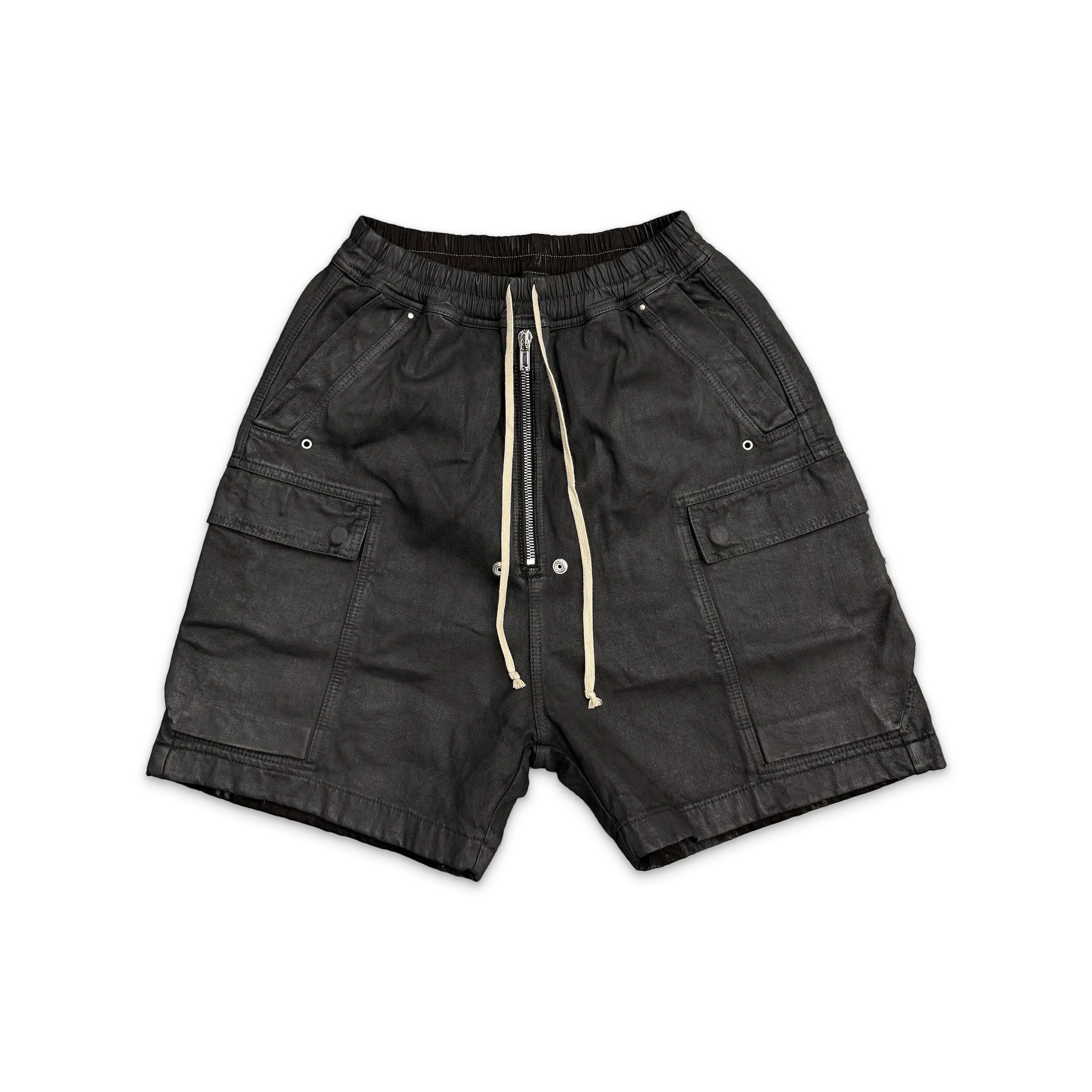 987771 Rick Owens Denim Cargobela Shorts Black Wax