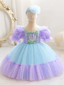 Lilac Cartoon Cosplay Costume Use Fancy Carnival Party Mesh Holiday Kids Clothes Princess Girls Ball Gown Children Cocktail Dress for all Season 4 to 7 Years