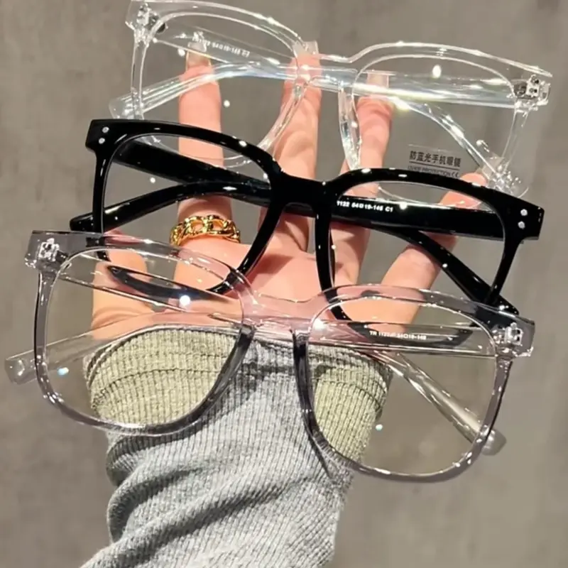 Unisex Simple Style Plain Color Square Frame Eyeglasses, Trendy Square Frames, Trendy Casual Eyeglasses for Everyday Use, Fashionable Frames Glasses, Fashion Accessories for Outdoor Activities, Casual Stylish Glasses, Basic Fashion Eyeglasses