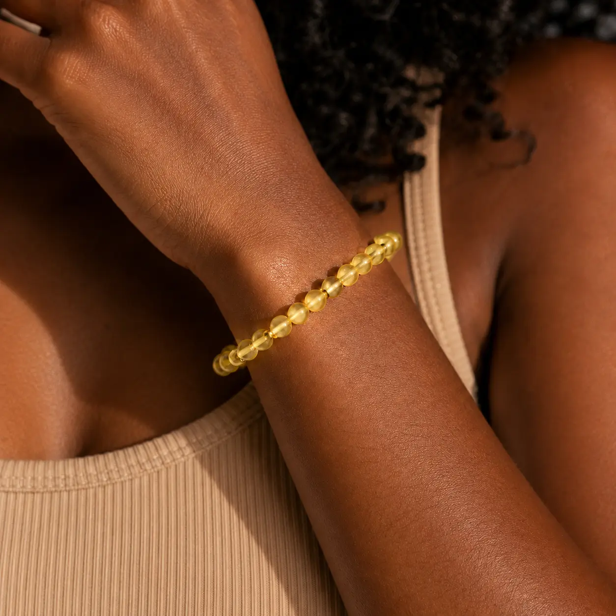 Women's Casual Orange Beads Bracelet - Plastic, Gold Beaded, Female Fashion Costume Jewelry Accessory for Easy Outfit Pairing