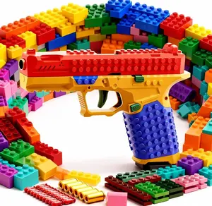 2Pcs Vibrant Color 1911 Model Toy Colorful Building Block Collectible Model, DIY Construction Bricks Set, Desktop Decoration Festival Gift for Adults Soft Bullets