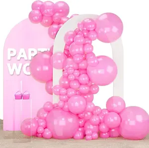 PartyWoo Pearl Pink Balloons 140pcs Different Sizes of 18 12 10 5 Inch Light Pastel Baby Pink Balloon Arch Kit Garland for Girl Baby Shower Princess Gender Reveal Birthday Party Decorations Pink-Z44