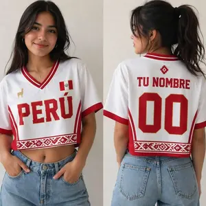 Custom Peru Soccer Croptop Jersey, Personalized Name Crop Top, World Football 2026 Shirt, Sporty Girl Outfit, Gift for Women