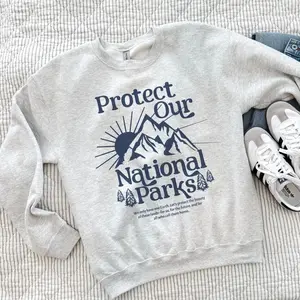 Protect Our National Parks Sweatshirt, Nature Lover Crewneck, Vintage Mountain Graphic Pullover, Outdoors Environmental Shirt
