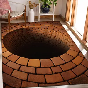 Realistic Brick Pattern Trap Carpet, Soft Non-Slip Mat, 3D Visual Effect, Suitable for Living Room Bedroom Bathroom Hotel Salon Dormitory