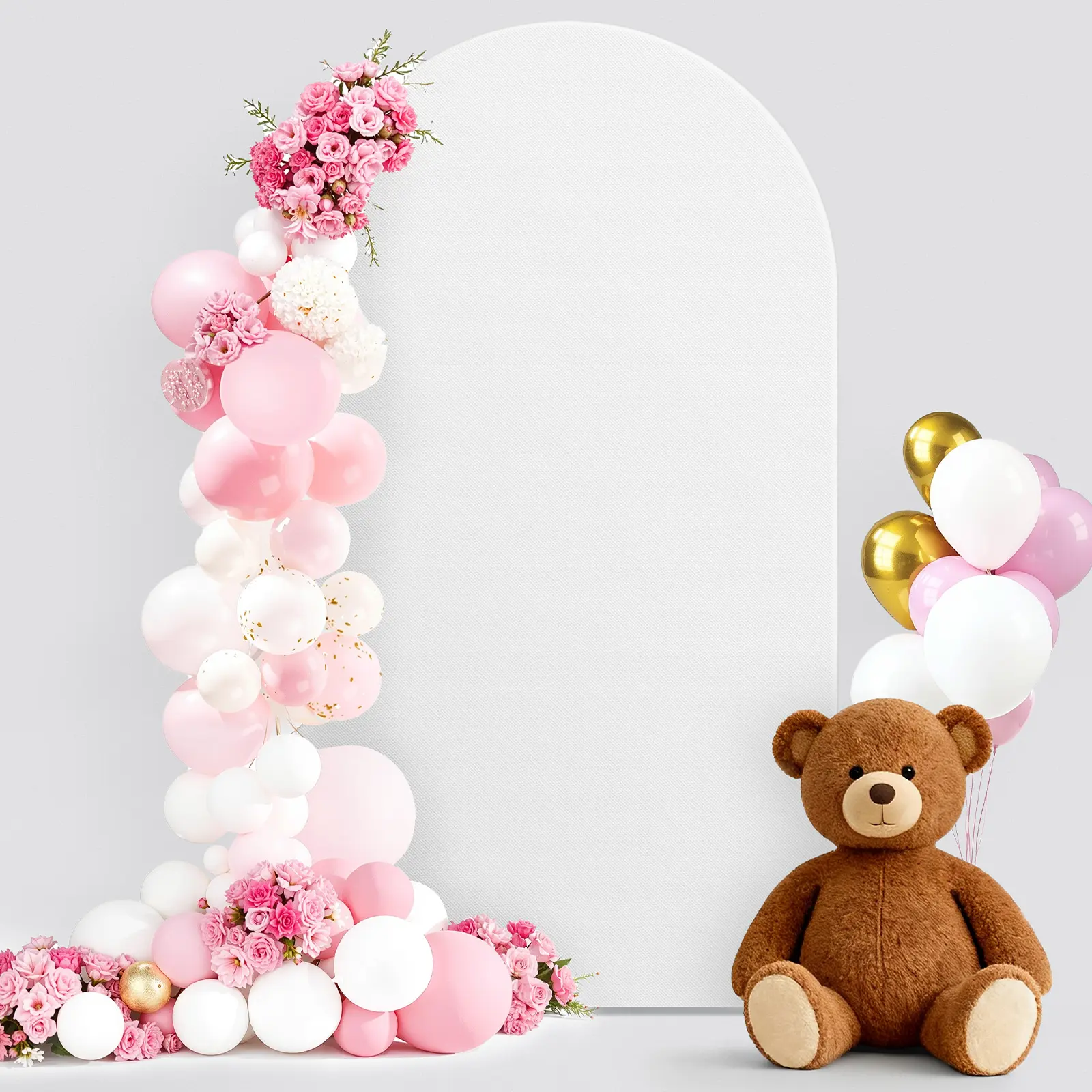 7.2FT White Arch Cover for Wedding, Spandex Square Arch Backdrop Cover, Stretch Fitted Arch Stand Cover