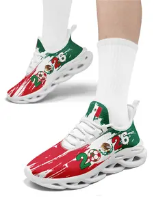 Men's Mexico 2026 Soccer Print Lace-Up Low Top Sports Shoes, Classic Lightweight Sneakers, Comfortable Running Shoes, Walking Shoes, Breathable Plus Size