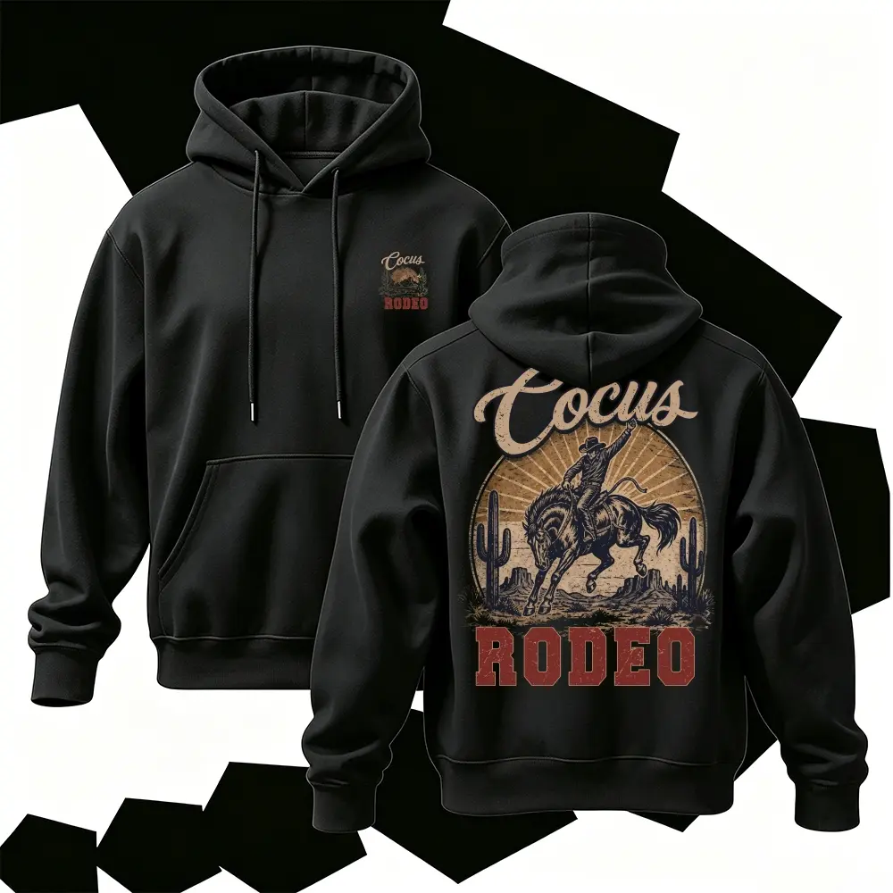 Vintage Hoodie Men American Retro Rodeo Graphic Hooded Sweatshirt Unisex Streetwear