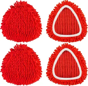 Mop Replace Head for O Cedar, Spin Mop Heads Replacements for Ocedar Easywring 1 Tank Spin Mop, Chenille Duster for Ocedar Mop Include 4 Pack Red Microfiber Chenille Mop Pad for Ocedar Spin Mop
