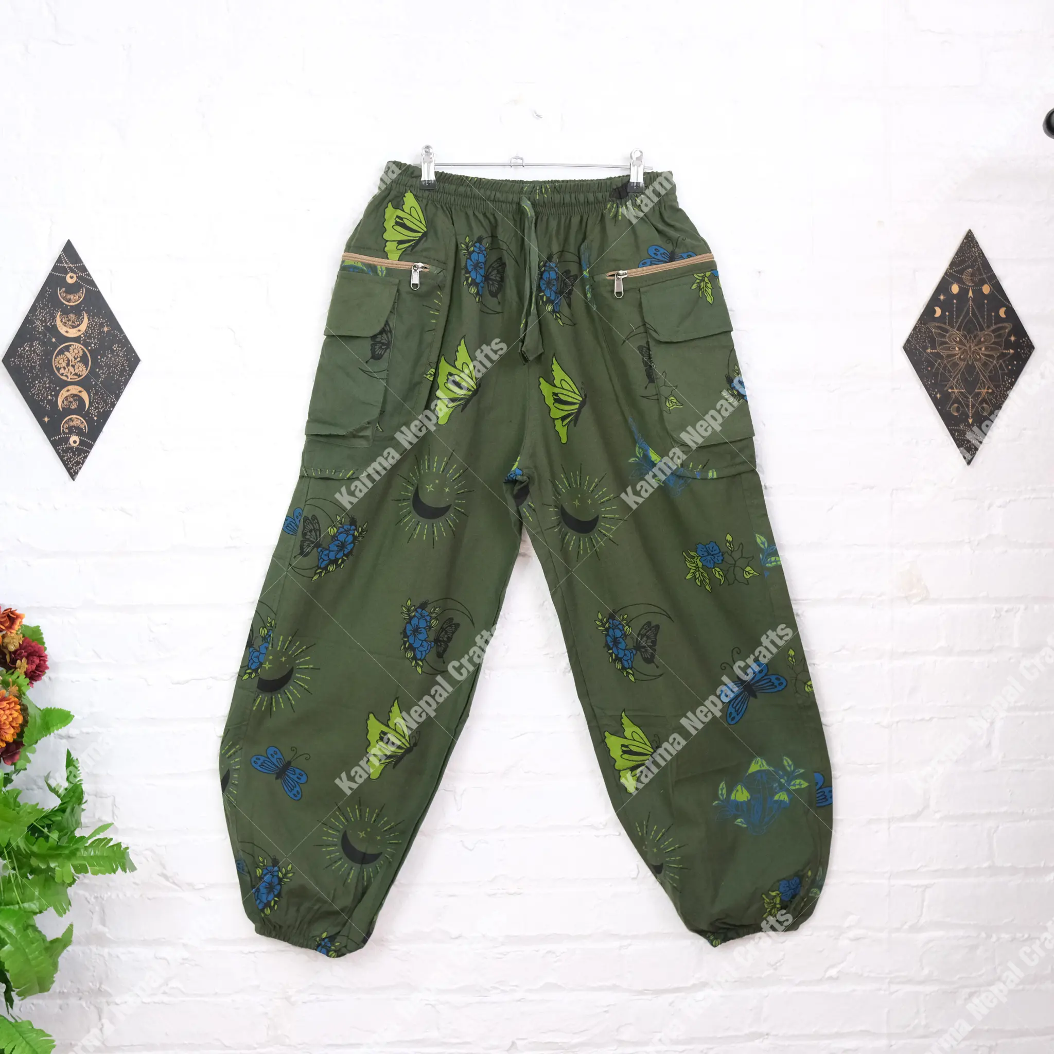 Cotton Baggy Unisex Pants, Whimsygoth Harem Pants, Boho Hippie Trousers, Yoga Pants, Gyspy Bohemian Earth tone Free Spirit Jogger, Small to 3XL