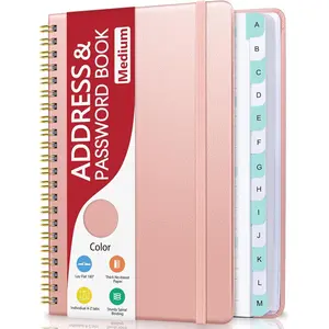 Address Book with Alphabetical Tabs, Hardcover Phone Book Password Keeper with Spiral Binding, Address Books for Seniors, Record Internet Logins, Coloring Pages - 5.7"x7.7" (Rose )