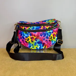 The Roni Nylon Bum Bag Crossbody - Bright Rainbow Animal Print