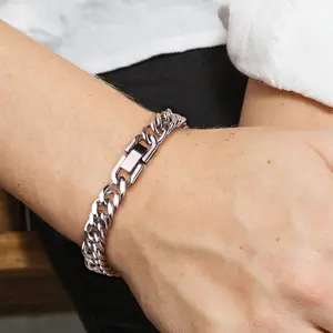 Jstyle Stainless Steel Cuban Link Bracelet, 8mm Width, 7.5"/8.3", Chain Wrist Bracelets for Men Women