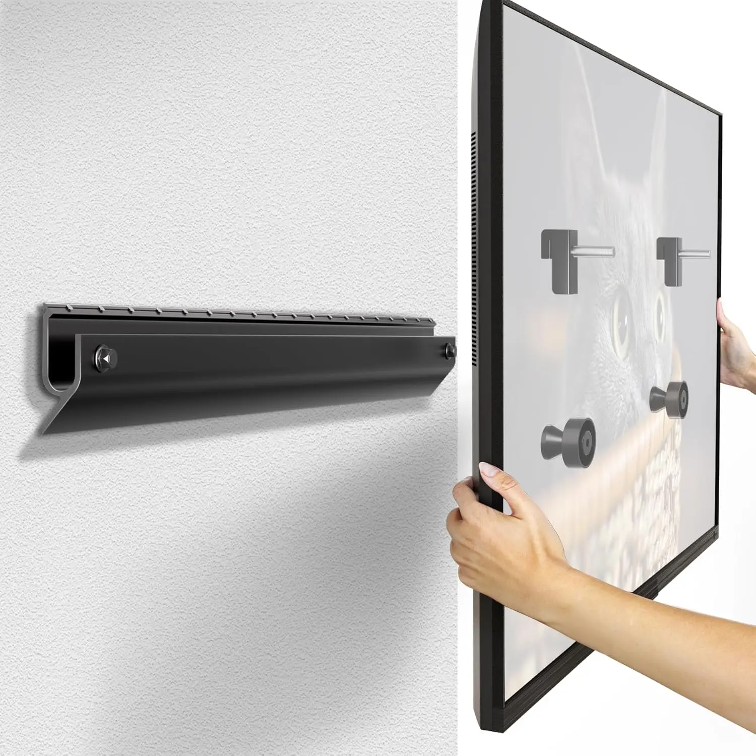 Auoace Studless Drywall TV Mount for 32 to 75 inch Television, No Drill TV Wall Mount Holds 150 lbs, Flat Wall Mount TVs Bracket, Max VESA 600x400mm, No-Stud Required, Easy Install with All Hardware