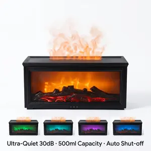 Colorful Flame Fireplace Aroma Diffuser 300ml Waterless Auto-Off Air Humidifier with Timer Remote Control for Home Bedroom Gift auto-off protection bourbon humidifier home fragrance