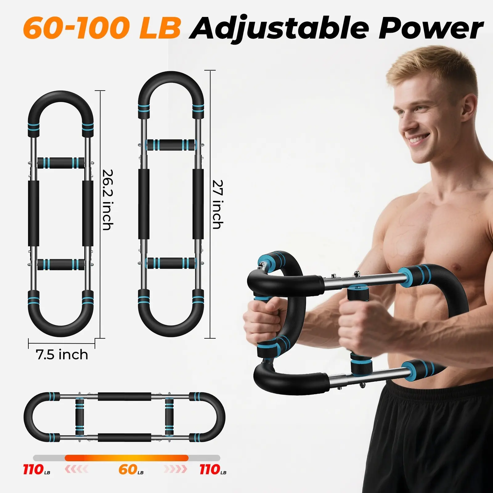 HTM Twister Arm Trainer - Adjustable Chest Exerciser with Training Poster for Strength & Toning, Perfect for Home Workouts & Fitness Enthusiasts