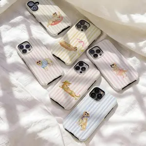 Golden Retriever Striped Phone Case Compatible with iPhone 17, 16, 15, 14, 13, 12, 11, X & Galaxy – check our available sizes.