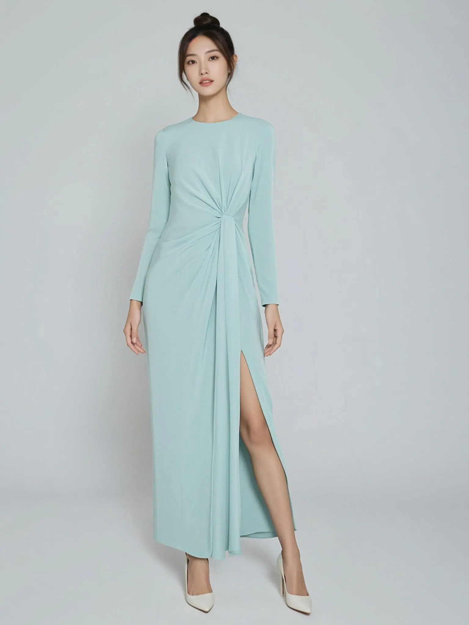 long draped dress