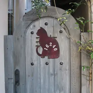 Designocracy MA98111-12 12 in. Wooden Custom Cat House Number Sign, Decorative Home Sign, Gift-Worthy Artwork for Home Decor