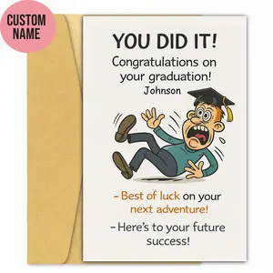 Personalized Funny Graduation Card – “You Did It!” Custom Name Congrats Grad Card