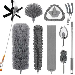 Microfiber Duster Kit with 84" Extension Pole, Washable Reusable Duster for High Ceilings, Ceiling Fans, Cobwebs, Blinds
