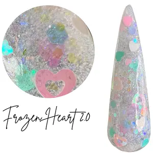 Frozen Heart 2.0-dip powder, valentines nails, Vday mani