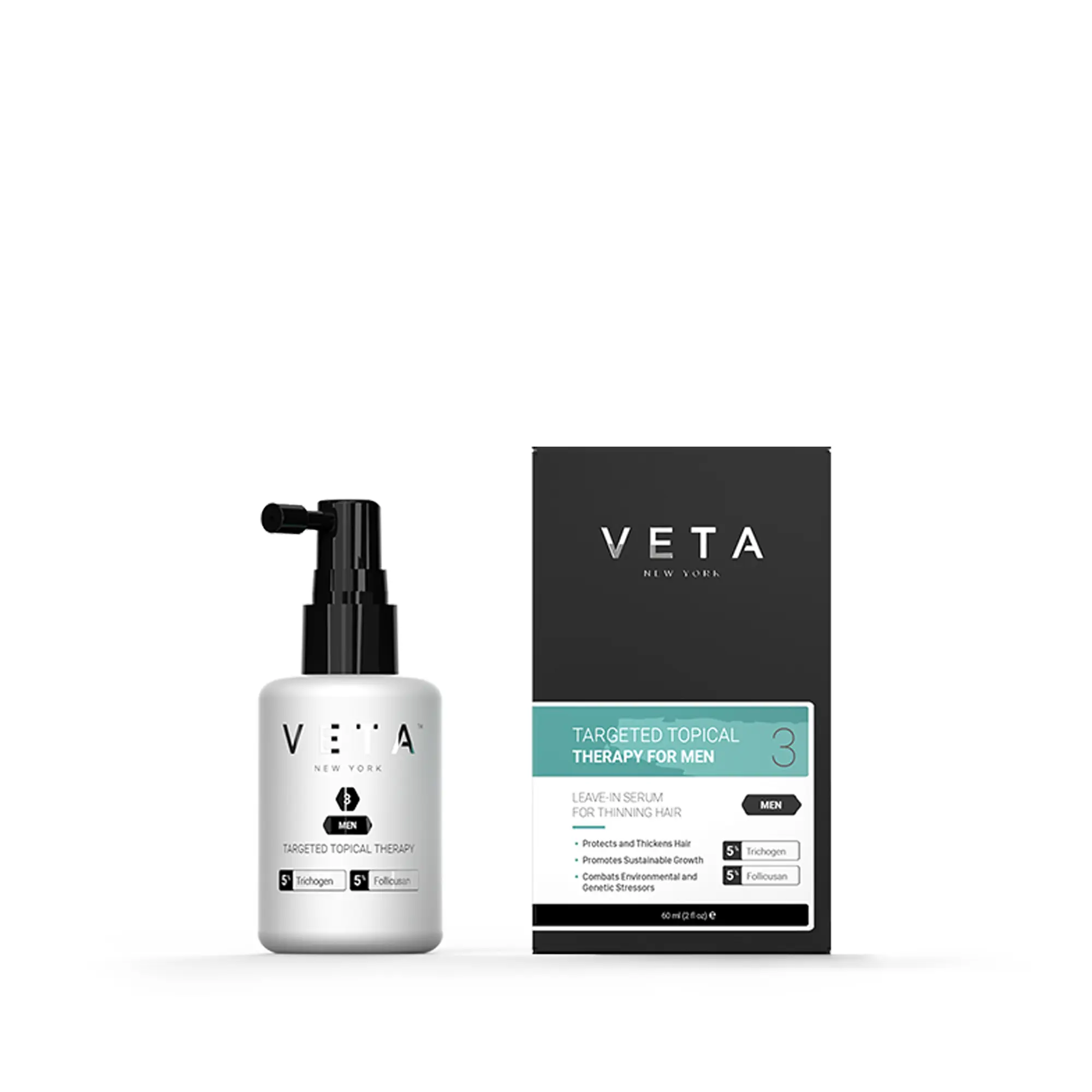 Veta Topical Therapy for Men - Deep Scalp Nourishment - Trichogen, Follicusan - Infused with Lavende Oil, Biotin, Aloe Vera Extract, Copper Peptides - Cruelty-Free, Paraben & Sulfate-Free - Reduce Hair Shedding - 60 mL (2 Fl. Oz.)