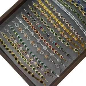 Gold & Silver Plated Zircon Butterfly Bracelets Colorful Fashion Jewelry for Women Men
