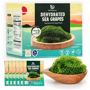 VieTreasures Dehydrated Sea Grapes - 4.2oz (6 x 0.7oz Packs) | Organic Green Caviar Seaweed | Vegan, Gluten-Free, Low Calorie Superfood for Salads & Sushi | Supports Immunity & Overall Wellness