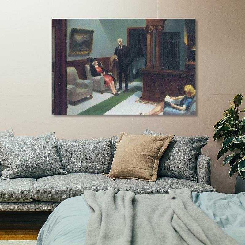 Hotel Lobby Edward Hopper Wall Art Poster Scroll Canvas Painting Picture Frame Living Room Decor Home