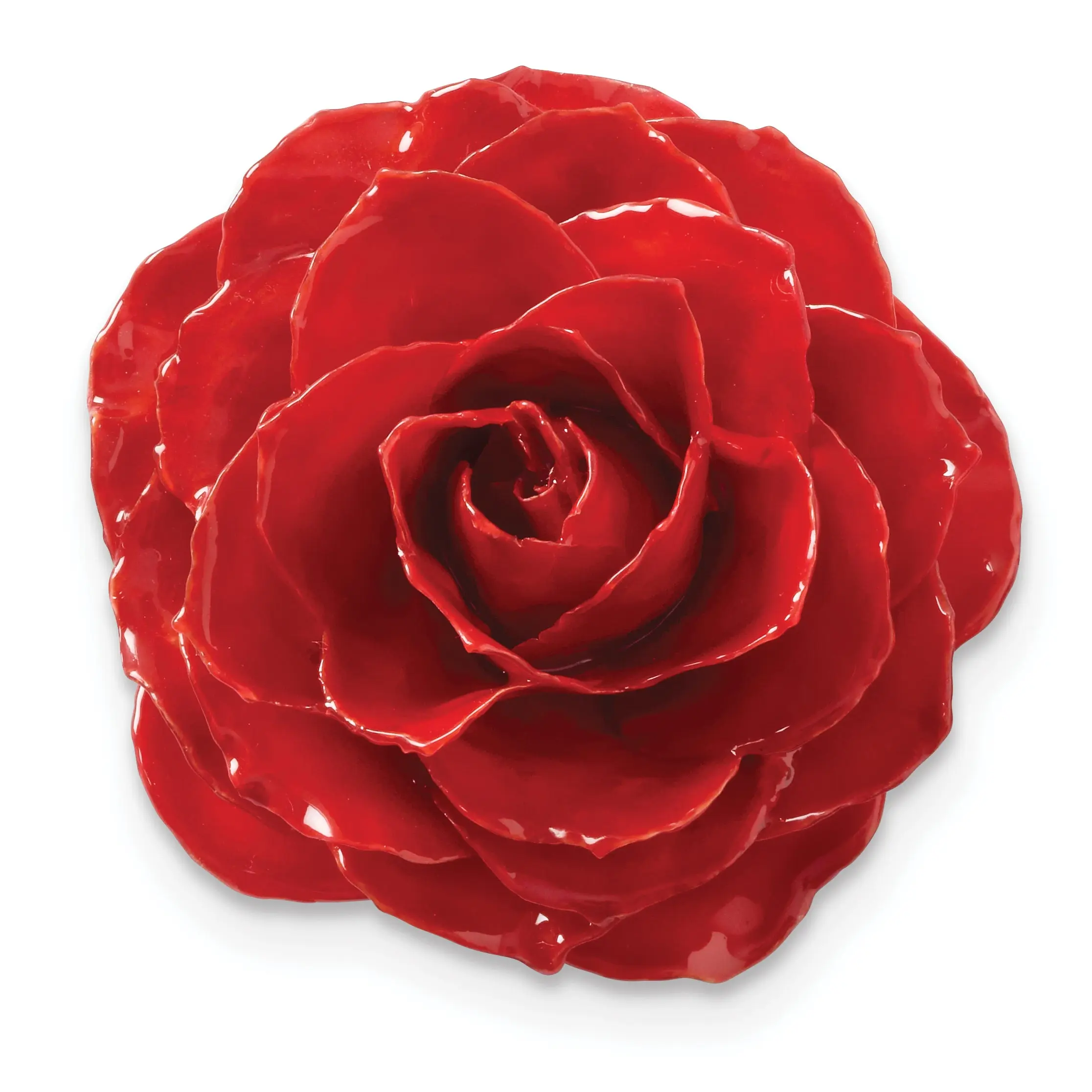 Female Lacquer-Dipped Large Red Real Rose Pin Brooch, Fashion Clothes Collar Clip Accessory