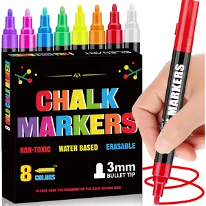 Liquid Chalk Markers - 8  Colors - Chalkboard Markers for Blackboard Glass Window  Dry Erase Board  Calendar Board Whiteboard- Wet Erase