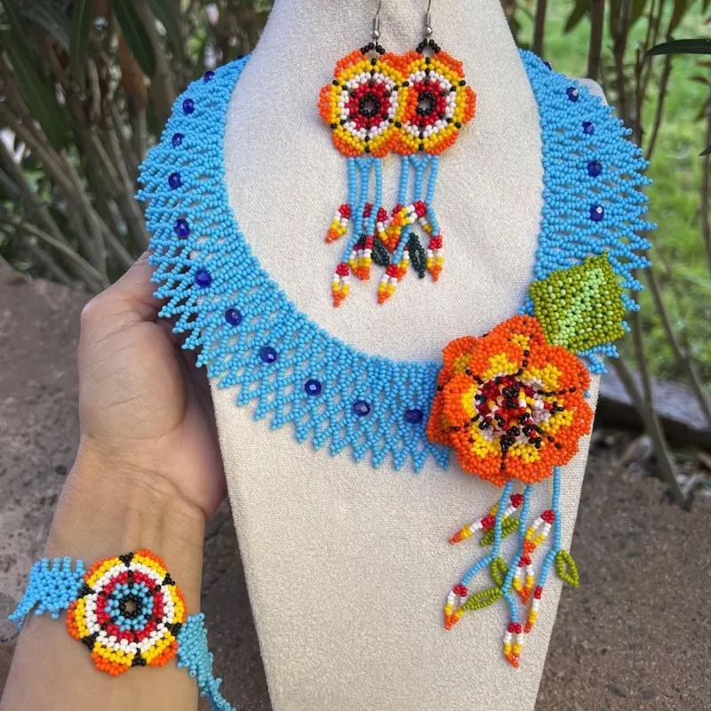 Collar artesanal mexicano - Mexican necklace Handmade beaded - collar huichol - collar mexicano - Mexican necklace collar Amanda