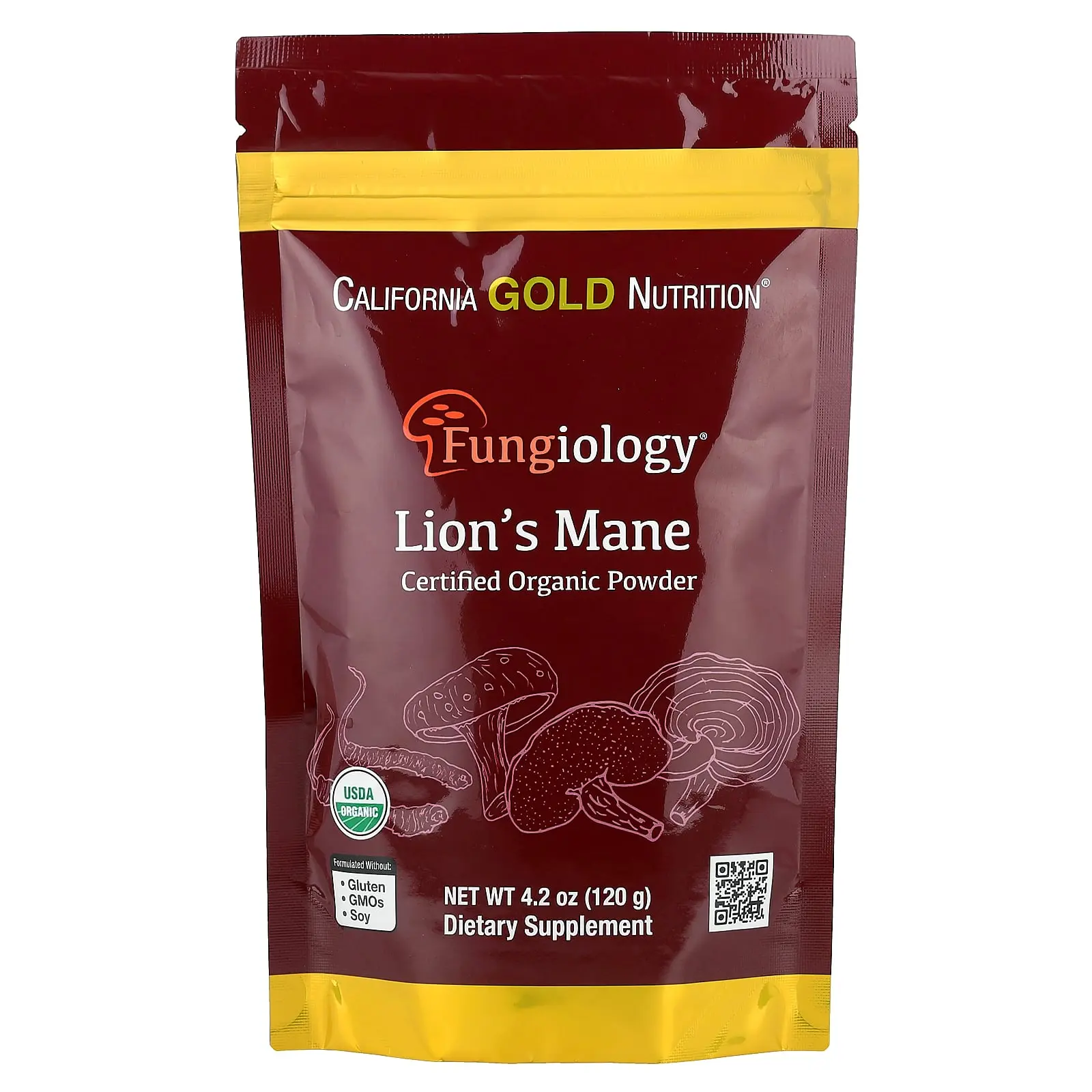 California Gold Nutrition Fungiology®, Certified Organic Lion's Mane Powder, 4.2 oz (120 g)