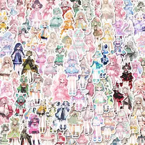 Cute Girl Pattern Sticker, 100pcs/pack Waterproof Self Adhesive Decor Paper, Decor Sticker for Gift Greeting Card Water Bottle Laptop Phone
