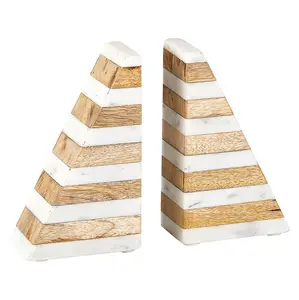 Marble & Wood Bookends Marble & Wood Bookends