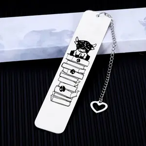 Stainless Steel Highland Cow Bookmark, Cute Scottish Cow Book Page Clip, Durable Metal Bookmark for Teachers, Book Lovers, Students, Book Accessories