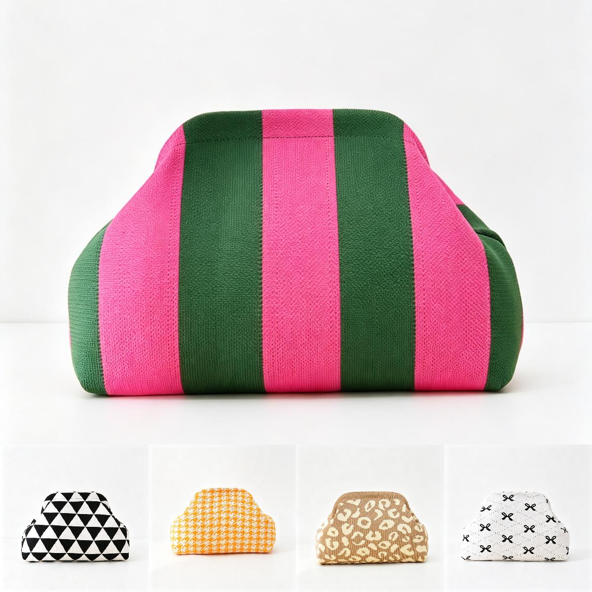 Women's Color-Block Handheld Bag, Vintage Stripe/Houndstooth/Wavy/Triangle Pattern Underarm Purse, Portable Everyday Storage Handbag, Casual Chic Accessory for Daily Dates and Stylish Outfits Women's Color-Block Handheld Bag, Vintage Stripe/Houndstooth/Wavy/Triangle Pattern Underarm Purse, Portable Everyday Storage Handbag, Casual Chic Accessory for Daily Dates and Stylish Outfits