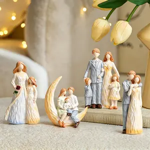 Resin Family Figurine Statue - Loving Parent-Child Home Decor for Living Room Shelf, Warm Gift for Wedding Anniversary & Birthday