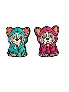 F/A25- (1)PC 1.3" Choose your color- Cute French Dog W/Hoodie Focal Bead for DIY Keychains, Wristlets, Cup Charms, Car Charms ETC