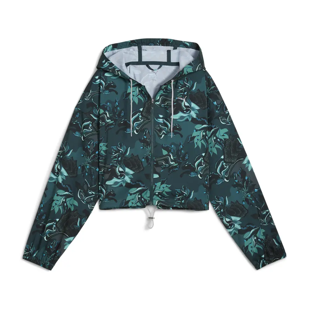 PUMA Womens Green Terrains Graphic Woven Jacket Athletic Outerwear Casual - Green