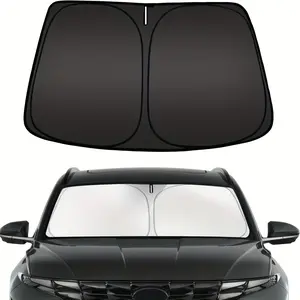 Car Front Windshield Sun Shade, Effective Heat and Sun Block with Reflective Polyester, Foldable Design with Storage Bag, Windshield Sunshade, Windscreen Shade Cover