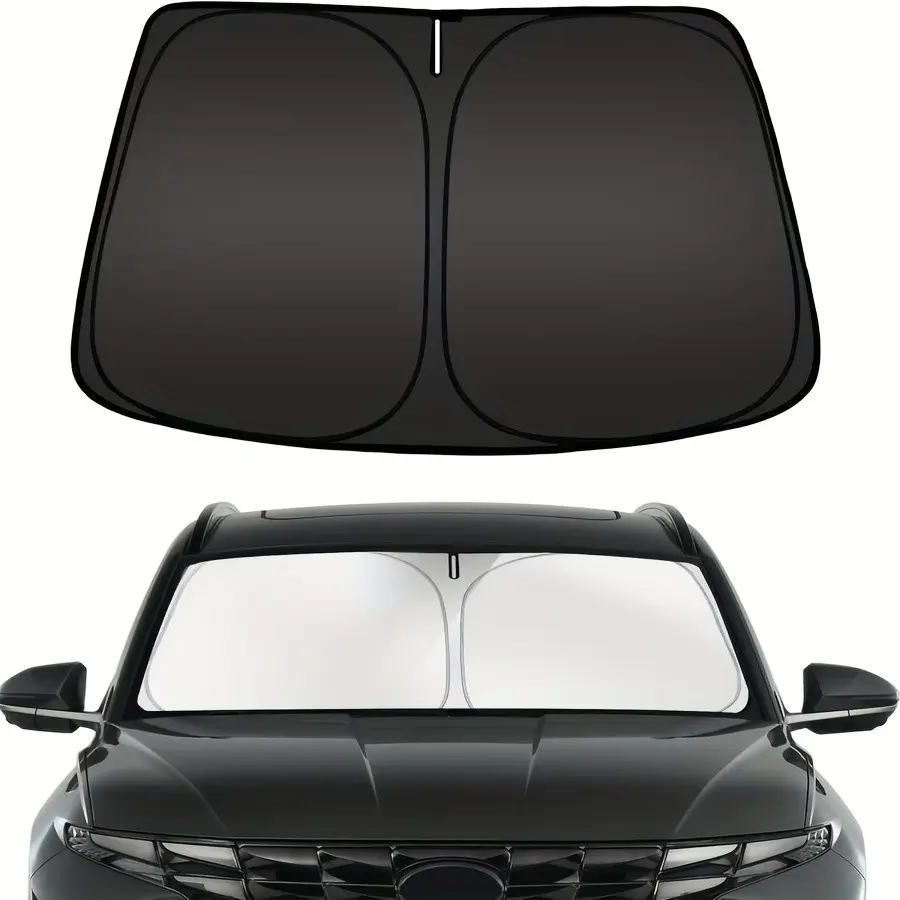 Car Front Windshield Sun Shade, Effective Heat and Sun Block with Reflective Polyester, Foldable Design with Storage Bag, Windshield Sunshade, Windscreen Shade Cover, Car Accessories, Sun Shade for Car
