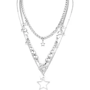 Star Necklace,  Star Chain Choker Y2K Stackable  Chunky Star Pendant Grunge Necklaces Aesthetic Necklaces for Punk Women Fashion  Accessories